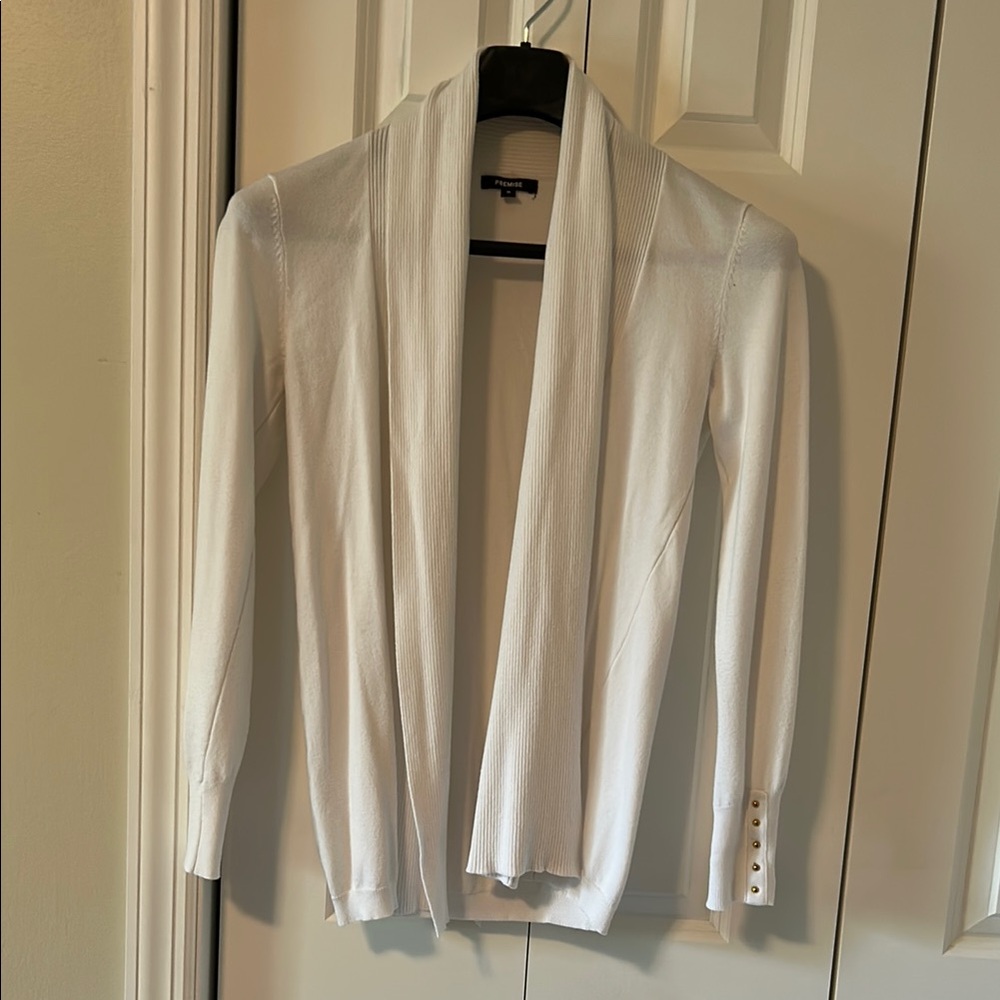 Premise White Cardigan Sweater Soft Knit Minimalist